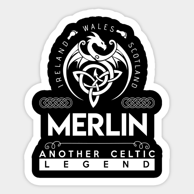 Merlin Name T Shirt - Another Celtic Legend Merlin Dragon Gift Item Sticker by harpermargy8920